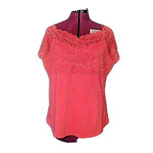 Torrid Womens Top Plus Size 1X Red Size 1 Lace Bust And Sleeves